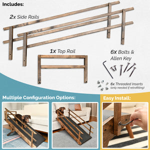 walnut couch ramp railings